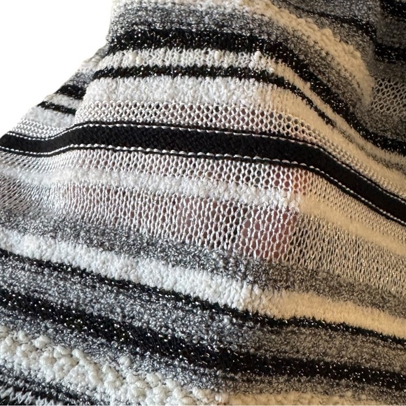 ST. JOHN ✘ Black Striped Knit Mock Neck Sleeveless Metallic Sweater Sheer Top, S - Picture 10 of 15